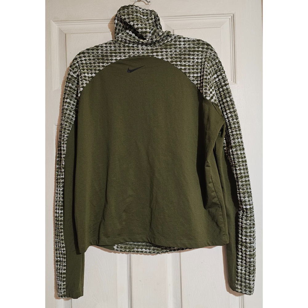 Nike Pro Hyperwarm Women's XL Olive Green Mock Neck Brushed Training Pullover - Picture 2 of 12
